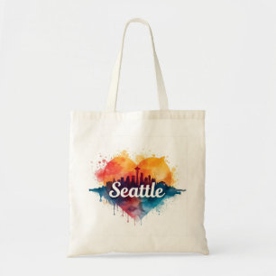 Bolsa Tote Seattle City aquarela Skyline