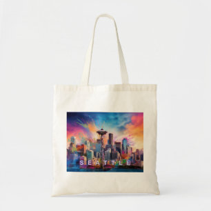 Bolsa Tote Seattle Skyline Abstrato Art