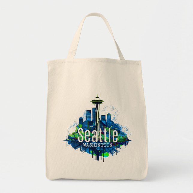 Bolsa Tote Seattle Skyline Stroke (Frente)