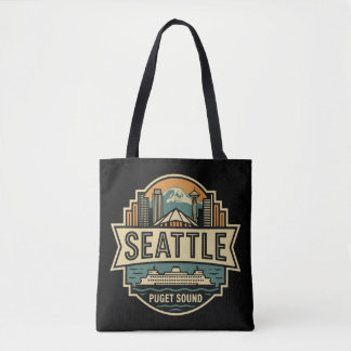 Bolsa Tote Seattle Skyline Washington USA Retro Badge