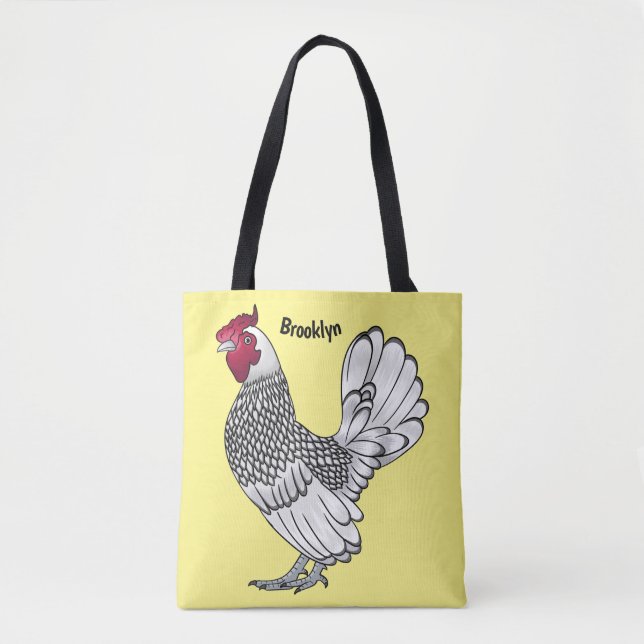 Bolsa Tote Sebright chicken cartoon illustration (Frente)