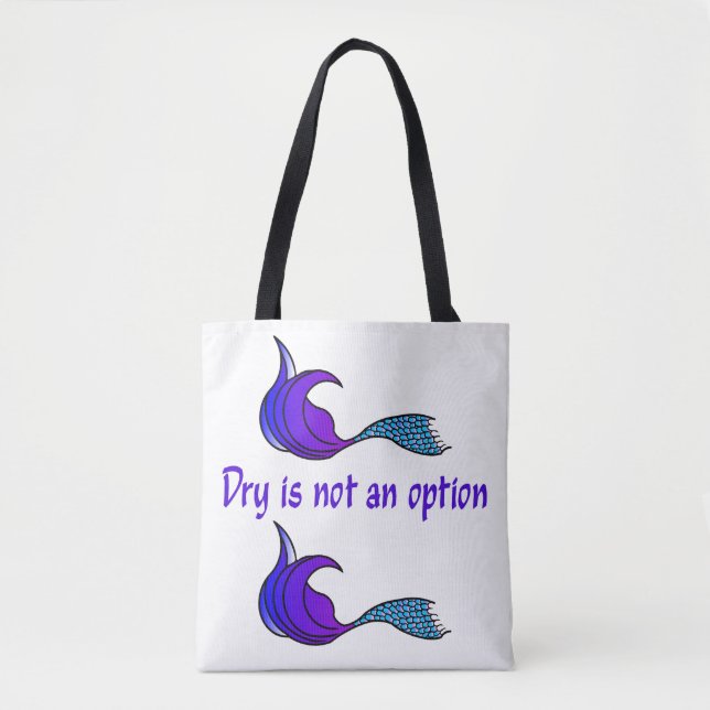 Bolsa Tote Seco não é uma opção azul/ cauda da sereia púrpura (Frente)
