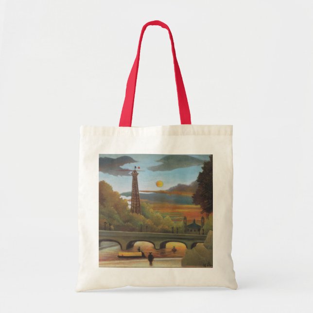 Bolsa Tote Seine e Eiffel Tower no Sunset por Henri Rousseau (Frente)