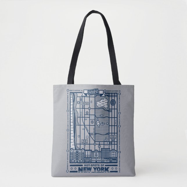 Bolsa Tote Seinfeld | Hot Spots of New York Map (Frente)
