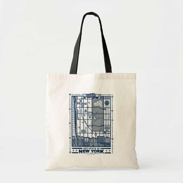 Bolsa Tote Seinfeld | Hot Spots of New York Map (Frente)