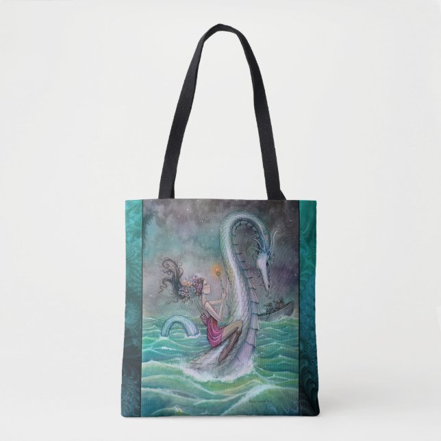 Bolsa Tote Seis de Paus Arte Fantasia Tarot de Molly Harrison (Frente)