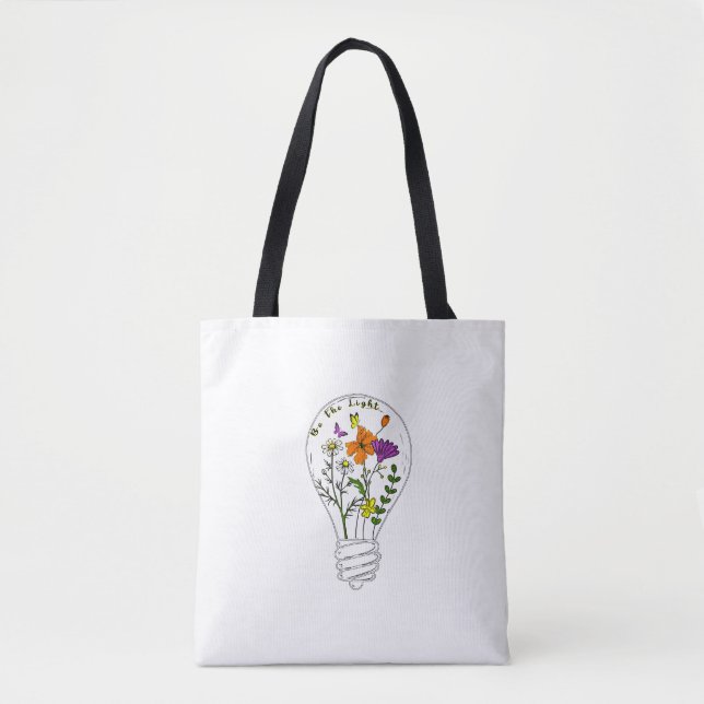 Bolsa Tote Seja A Citação Motivacional De Flor Selvagem (Frente)