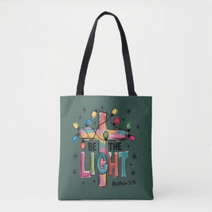 Bolsa Tote Seja A Luz Natal Cruz Cristã Xmas Bíblia