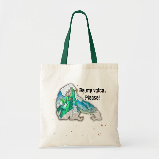 Bolsa Tote Seja a minha voz, Gorila da Montanha com habitat (Frente)