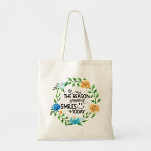 Bolsa Tote Seja a razão de alguém sorrir hoje/Floral Wreath