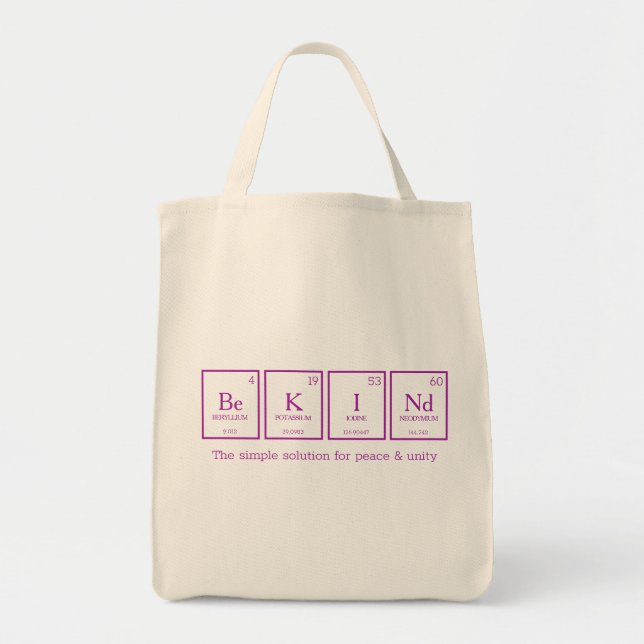 Bolsa Tote Seja cor-de-rosa com elementos de mesa periódica d (Frente)