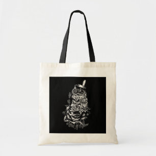 Bolsa Tote Seja coruja preta sábia com ilustração do chap