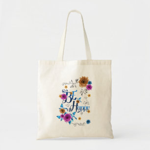 Bolsa Tote Seja feliz, com uma citação positiva, Flores Dou