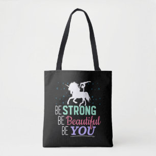 Bolsa Tote Seja Forte e Bonita Você - Ginástica Unicórnio