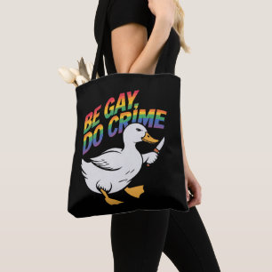 Bolsa Tote Seja Gay do Crime Engraçado Ganso Orgulho Arco-Íri
