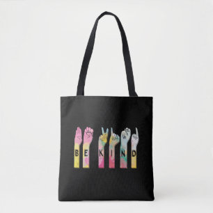 Bolsa Tote Seja Gentil Alfabeto ASL Língua de Sinais American