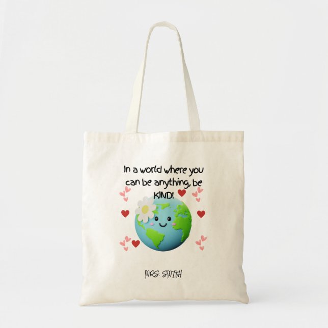 Bolsa Tote Seja gentil com a Terra - Saco personalizável do p (Frente)