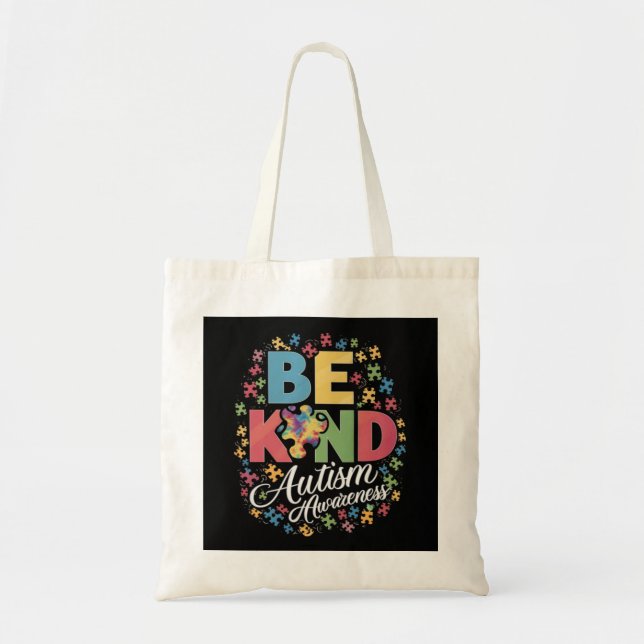Bolsa Tote Seja gentil com conhecimento do autismo Design (Frente)