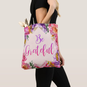 Bolsa Tote Seja Grateful Pink Toon Bag