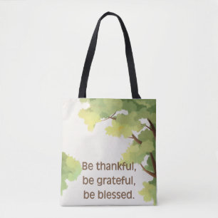 Bolsa Tote 'Seja Grato' Inspirador com Tema da Natureza
