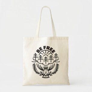 Bolsa Tote Seja livre - Floresta Minimalista e Contorno de Mo