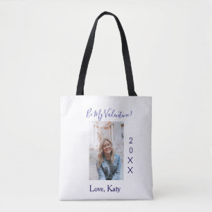Bolsa Tote Seja meu amor de valentine nome roxo ano foto simp