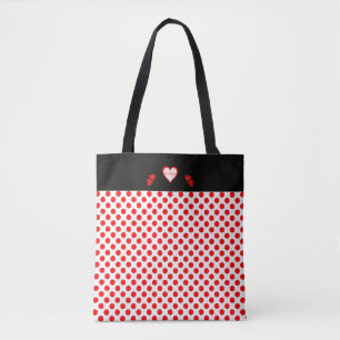 Bolsa Tote Seja rosa vermelho das bolinhas do coração do di