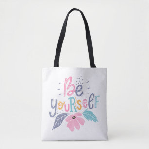 Bolsa Tote Seja você mesmo Flores de Pastel