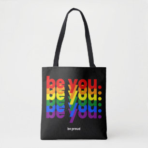 Bolsa Tote Seja Você Seja Orgulhoso LGBTQ Orgulho Arco-íris L