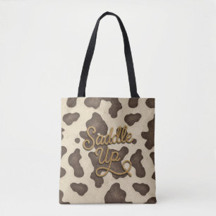 Bolsa Tote Selecione o Marrom Cowhide Cow Impressão País Ocid