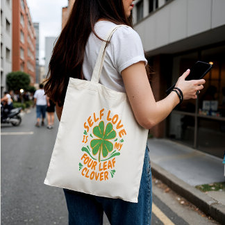Bolsa Tote Self Love Quatro Folha de Tote de Fecho Folha - Pe