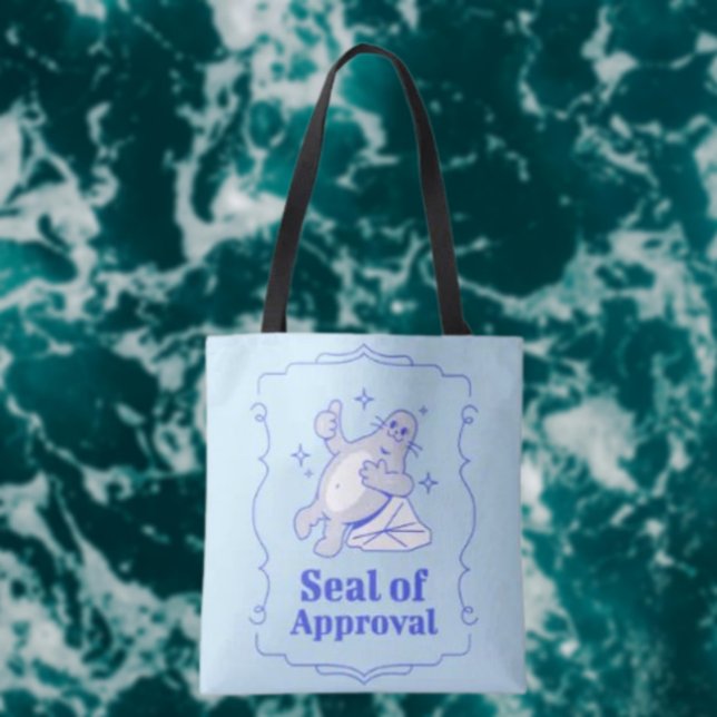 Bolsa Tote Selo de Aprovação Saco de Compras de Selos Engraça (Criador carregado)