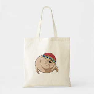 Bolsa Tote Selo em Natação com Óculos de Nadação