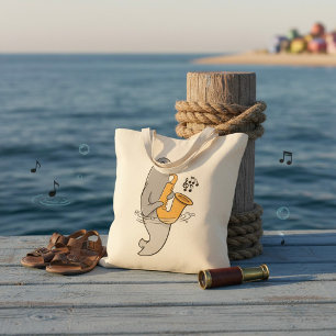 Bolsa Tote Selo que joga o saxofone