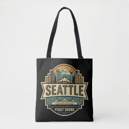 Bolsa Tote Selo Retro da Silhueta de Seattle Washington EUA