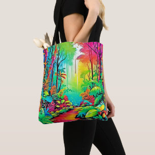Bolsa Tote Selva Arco-Íris: Sonho Vívido