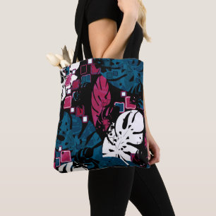 Bolsa Tote Selva tropical sem costura deixa palma da monstera