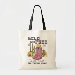 Bolsa Tote Selvagem e Livre – Botas Ocidentais Espírito Cowgi