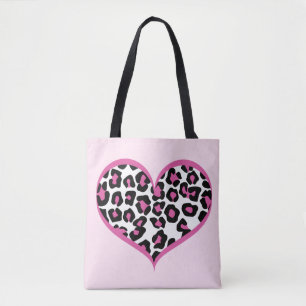 Bolsa Tote Selvagem em Heart Leopard Print