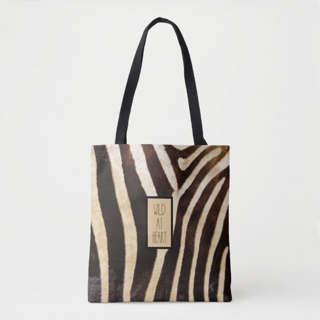 Bolsa Tote Selvagem em Heart Zebra Print (Frente)