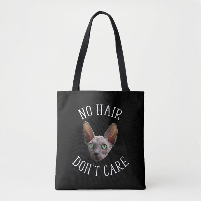 Bolsa Tote Sem Cabelo Não se importa com Gato Sphynx engraçad (Frente)