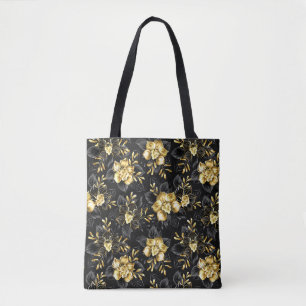Bolsa Tote Sem costura com orquídeas de joalharia