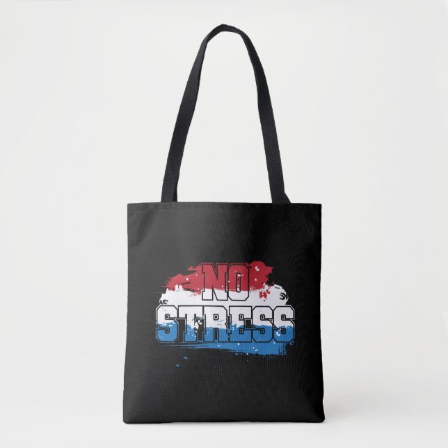 Bolsa Tote Sem Estresse - Mindset Positivo Azul Branco Vermel (Frente)