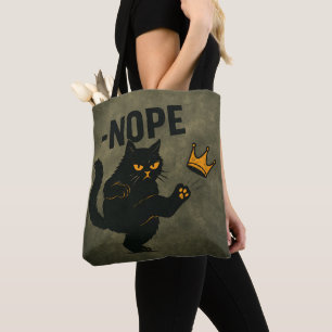 Bolsa Tote Sem Reis Na América, Gato Negro Engraçado Coroa