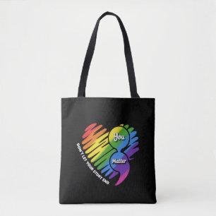 Bolsa Tote Semikolon Prevenção de Suicídio LGBTQ Saúde Mental