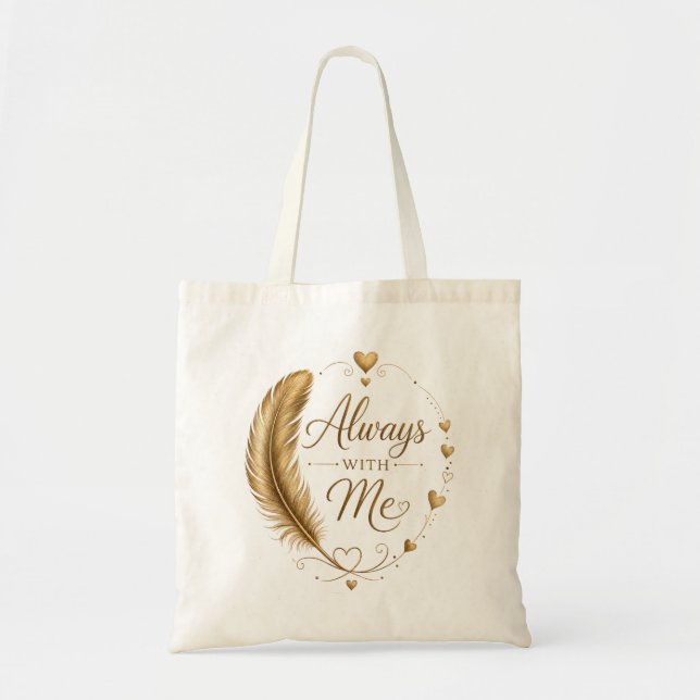 Bolsa Tote Sempre Comigo Presente Pena Dourada (Frente)