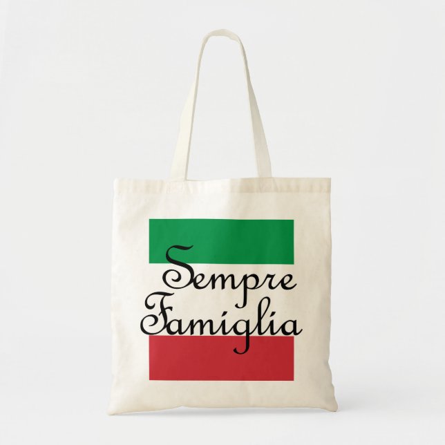 Bolsa Tote Sempre Famiglia e cores da bandeira italiana (Frente)