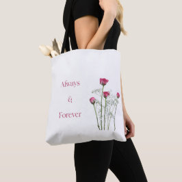 Bolsa Tote Sempre & Para Sempre Floral Romântico Aniversário