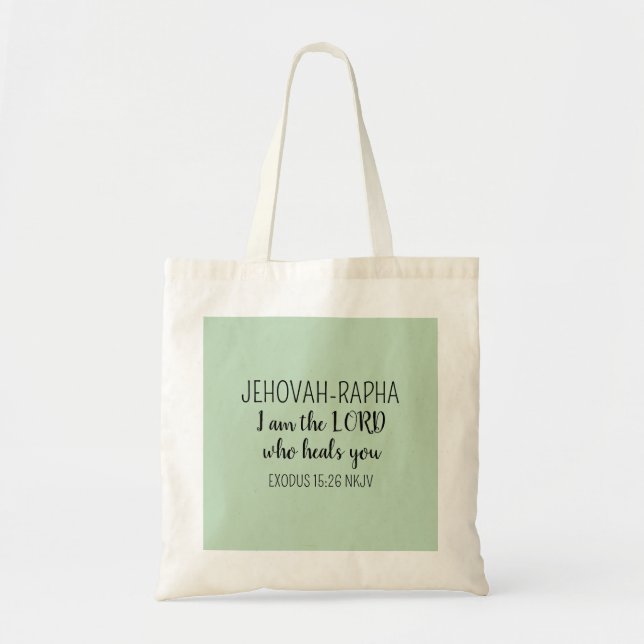 Bolsa Tote Senhor Quem Cura Verde Claro Simples Cristão (Frente)