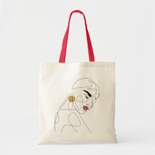 Bolsa Tote Senhora bonita com linha mínima arte do batom